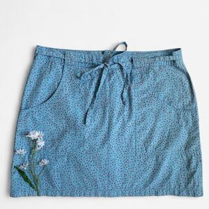 Vintage blue cotton ditsy floral mini skirt